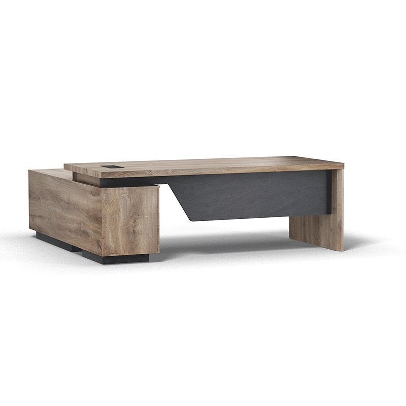 BALDER Executive Desk with Right Return 1.8M-2.0M Warm Oak & Black - Modern Office Desk for Home & Business Workspace