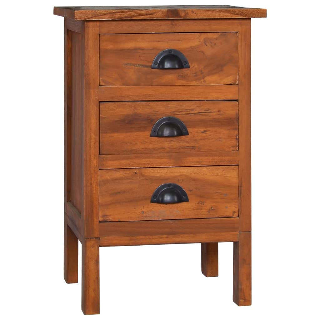Vintage Wooden Bedside Table with 3 Drawers - Modern Nightstand, End Table & Side Table - Sturdy & Durable 15.7