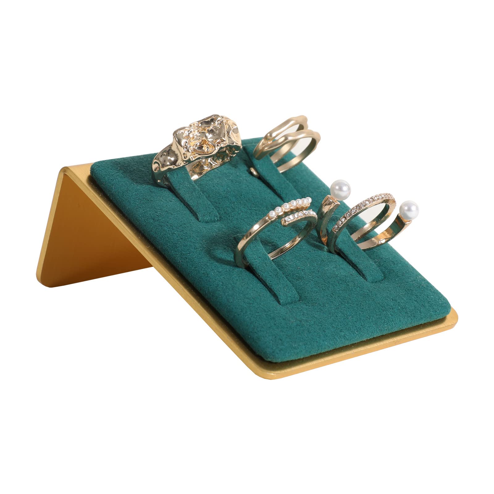 Green Velvet Ring Holder Display Stand - Elegant Jewelry Organizer for Rings, Earrings & Small Accessories | Perfect for Home, Wedding, Jewelry Store & Gift