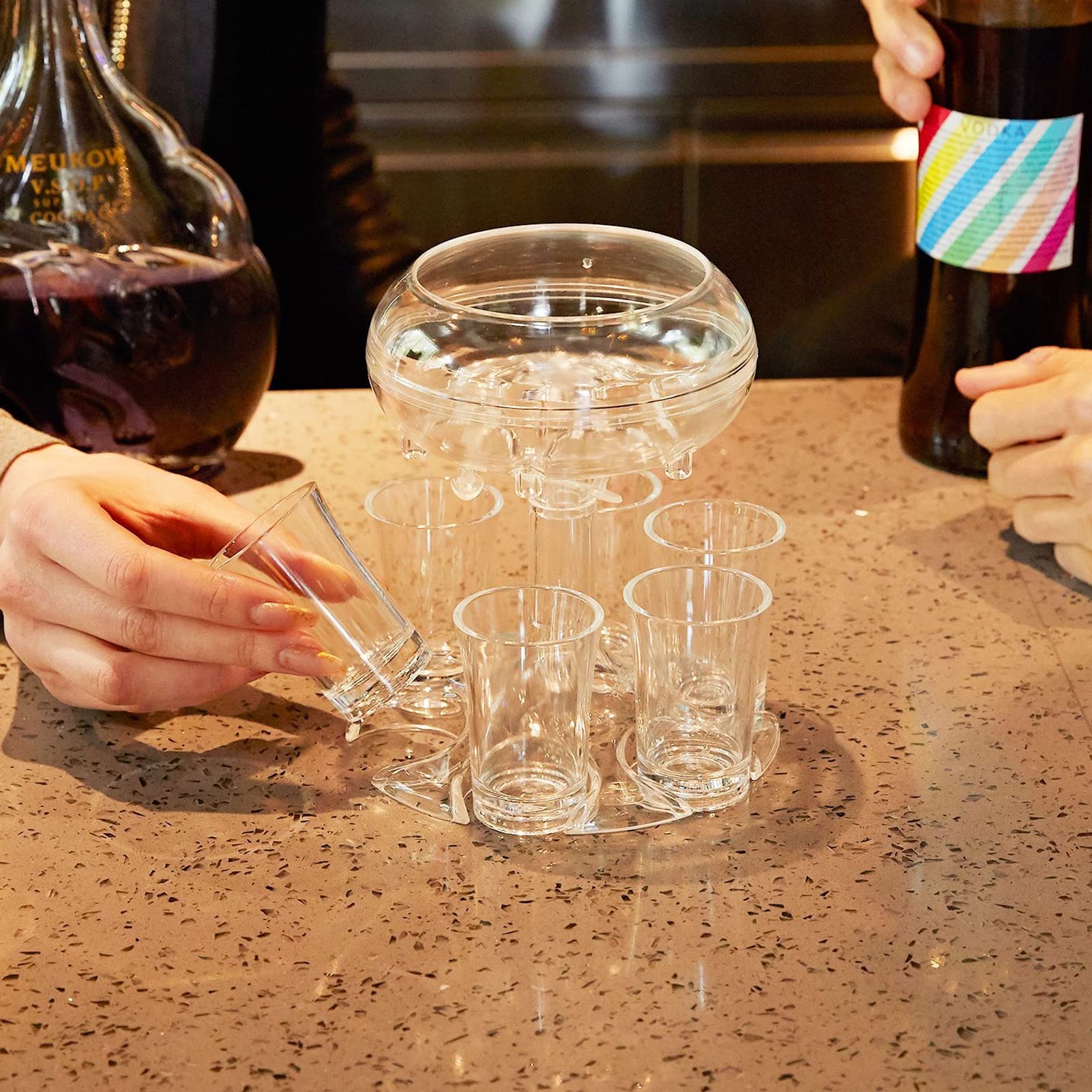 6 Shot Glass Dispenser with Cocktail Holder - Beer, Wine & Liquor Pouring Tool for Bars, Parties & Home Use - Perfect Christmas Gift for Cocktail Enthusiasts & Festival Celebrations