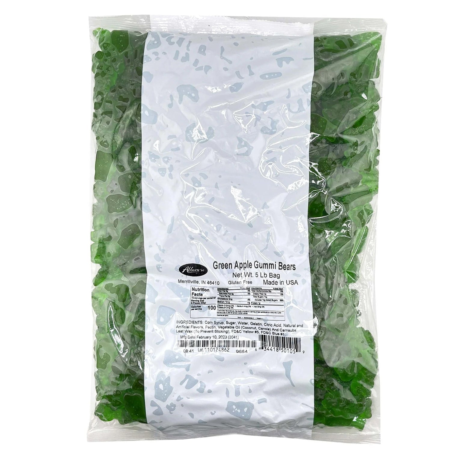 Albanese Gummy Bears Green Apple Flavor - 5 Pound Bulk Bag | Soft & Chewy Candy for Parties, Snacks & Gift Baskets