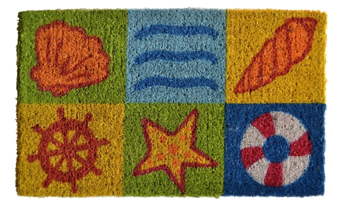 Ocean Life Coconut Coir Doormat - Eco-Friendly & Durable Welcome Mat for Beach House, Porch, or Front Door Decor