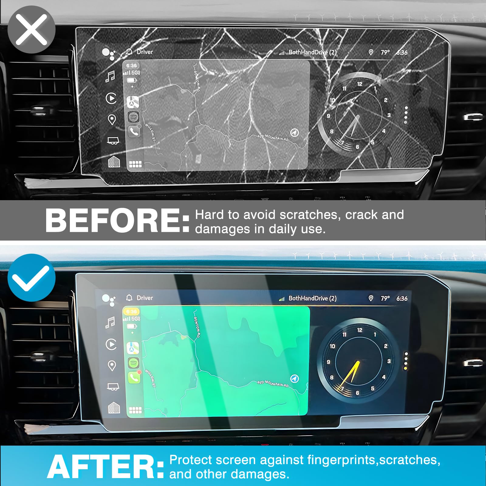 Karltys 2 Pack Tempered Glass Screen Protector for 2022-2025 Chevy Silverado & GMC Sierra - 13.4