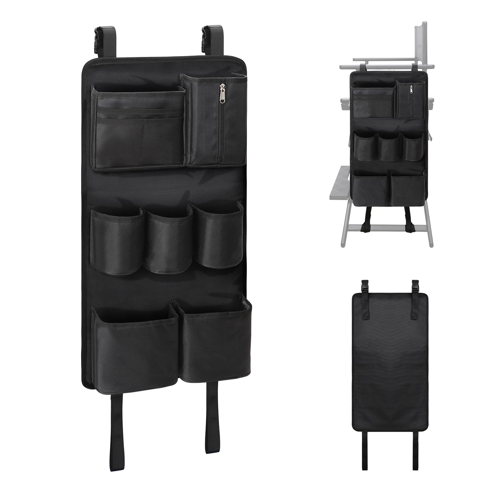 Professional Makeup Chair Side Organizer Bag with Multiple Pockets - Large Capacity Storage Bag for Makeup Artists, Directors Chair Accessory | Perfect for Salon, Film Set & Home Beauty Stations