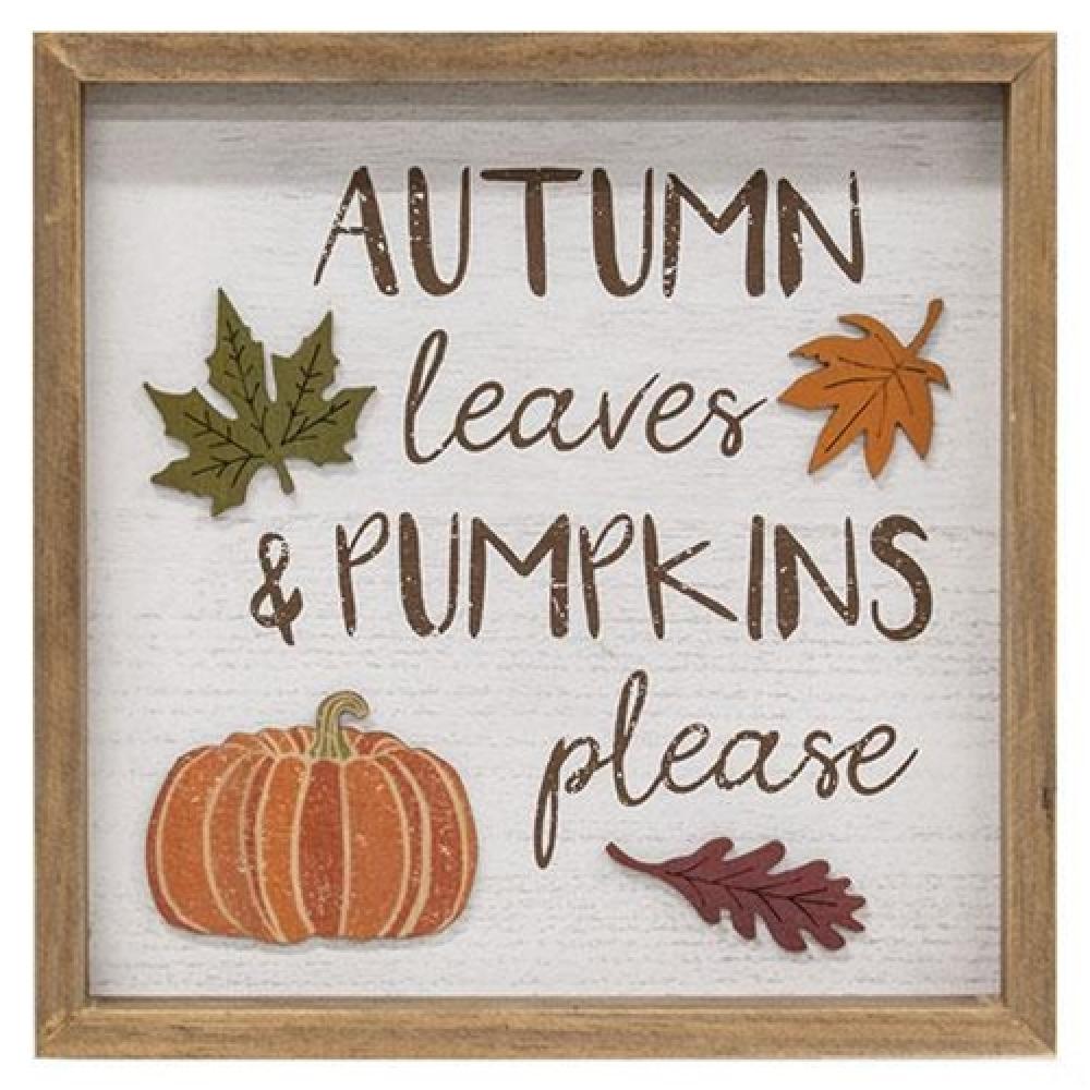 Autumn Leaves & Pumpkins Please Distressed Wooden Frame - Rustic Fall Home Decor for Thanksgiving, Halloween & Seasonal Wall Art - Perfect for Living Room, Bedroom or Farmhouse Style Decor