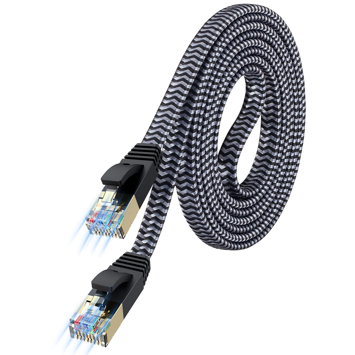 Morelecs Cat 7 Ethernet Cable 10ft - High Speed 10Gbps Shielded Flat Network Cable, Faster Than Cat5e/Cat6e - Perfect for Gaming, Streaming & Home Office Internet Setup