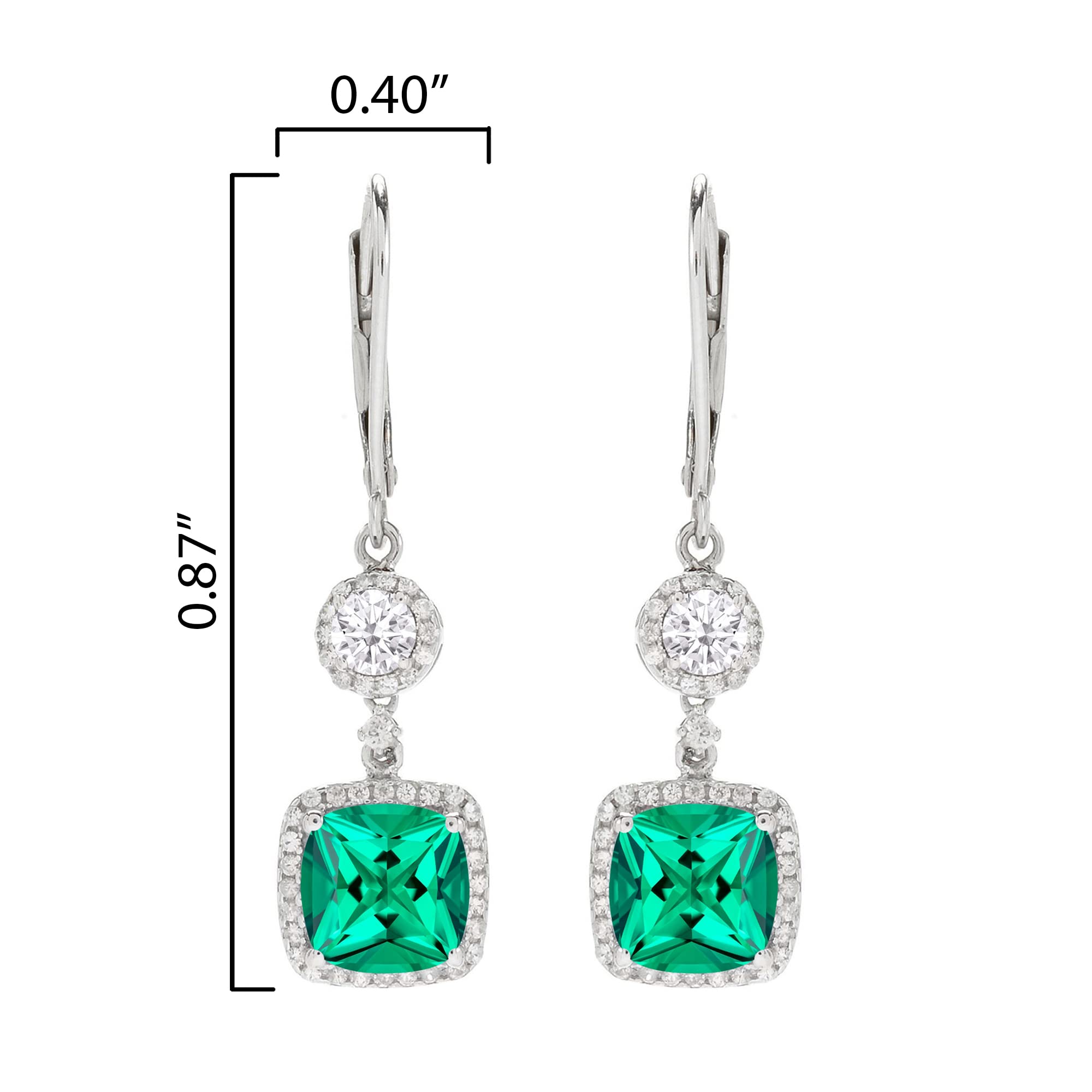 Exquisite Sterling Silver Dangle Earrings with Emerald, Moissanite & White Topaz | Elegant Jewelry for Women | Perfect for Parties, Weddings & Special Occasions