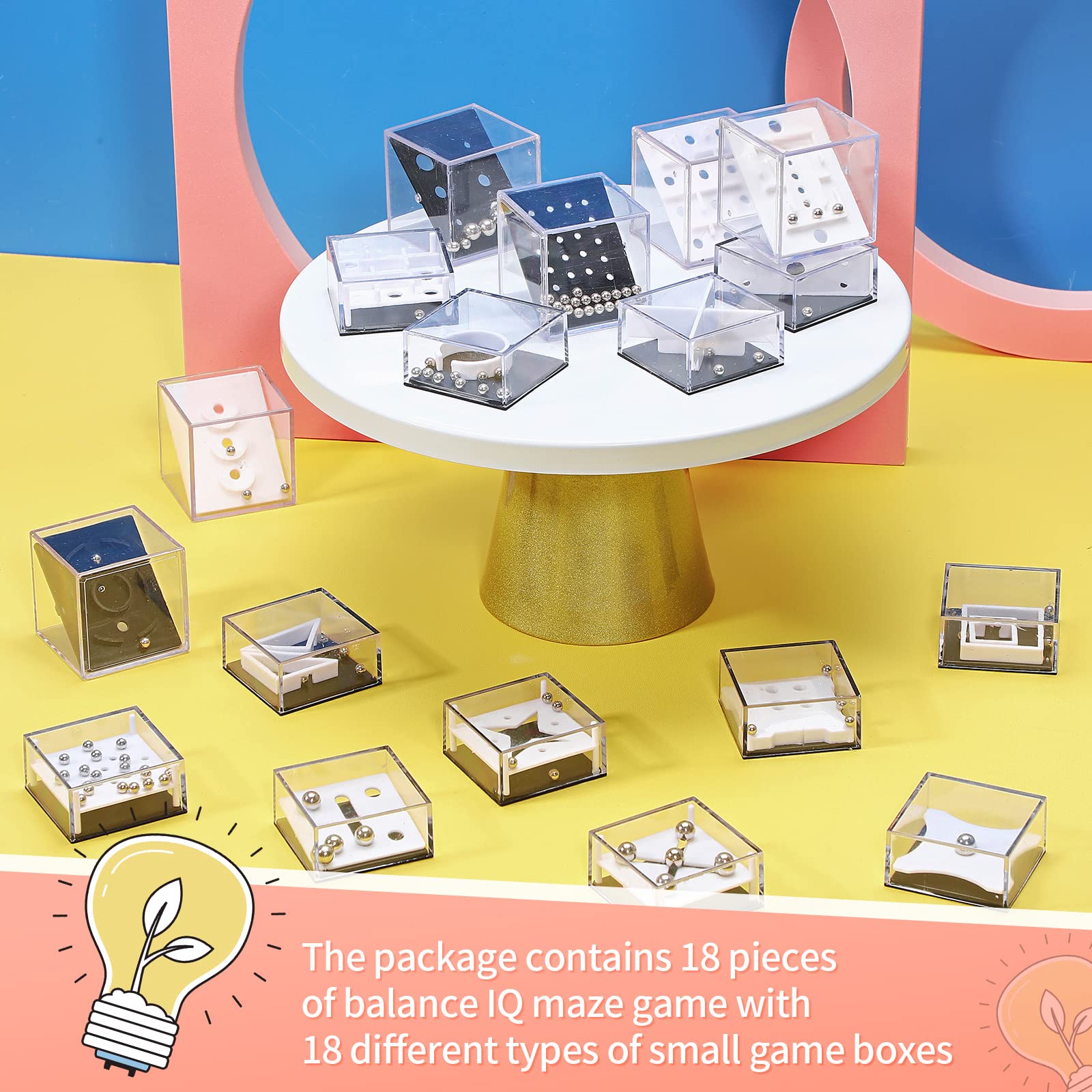 18 Pcs Mini Puzzle Box Balance IQ Maze Game - Brain Teaser Puzzle Cube for Teens & Adults - Fun Intelligence Challenge for Family Game Night & Stocking Stuffers