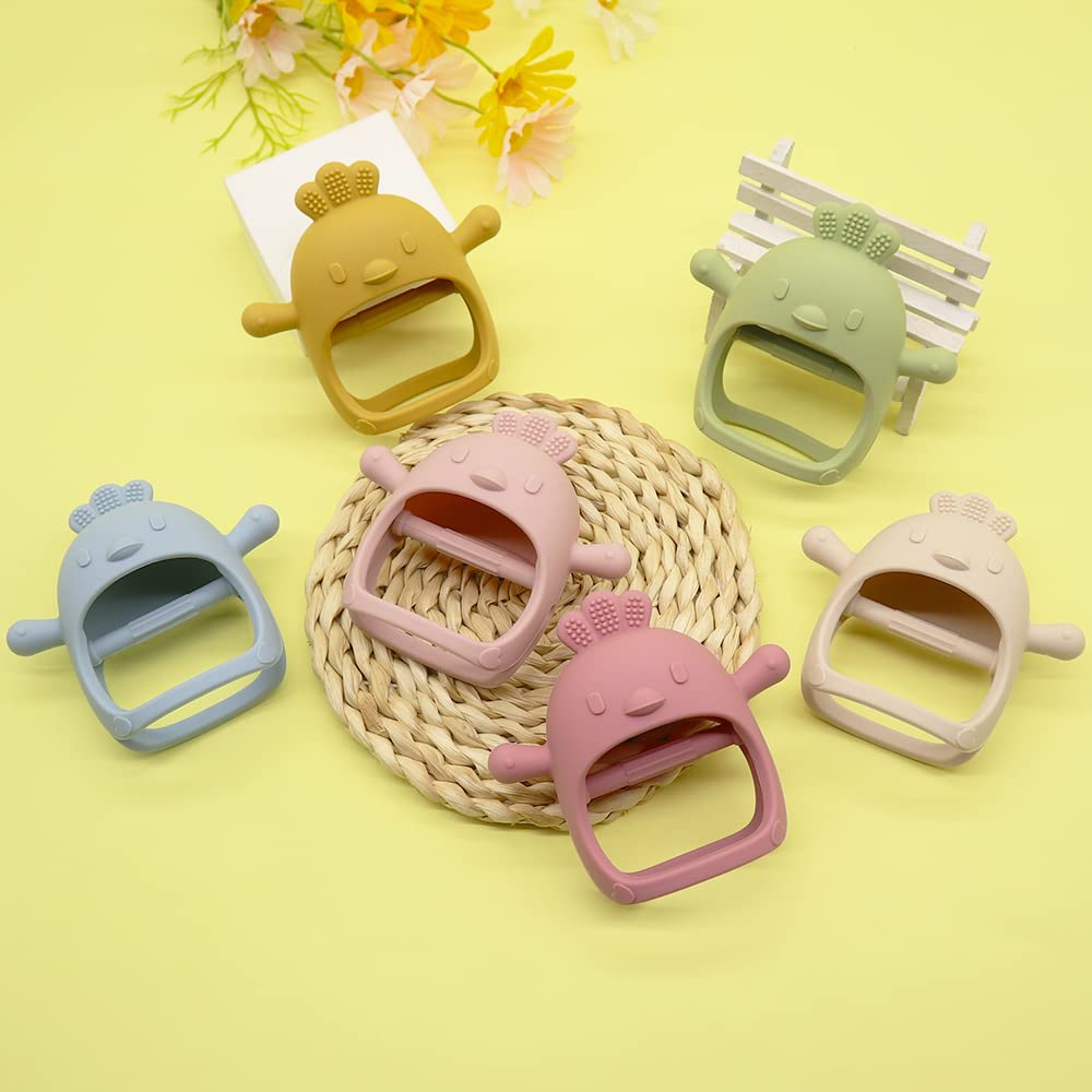 Best Baby Teething Toys 0-12 Months - BPA Free Silicone Teethers for Infants, Anti-Drop Hand Teether & Pacifier Mitten for Newborns (Blue) | Perfect for Soothing Sore Gums & Sensory Development