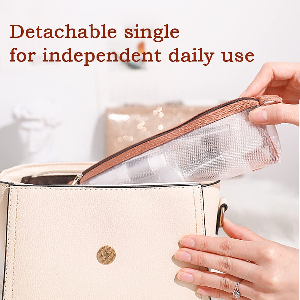 Clear Travel Toiletry Bag for Women - Waterproof Hanging Cosmetic Organizer with Detachable Pouch, Portable Makeup Bag for Daily Use & Travel - Pink | Perfect for Gym, Vacation & Business Trips