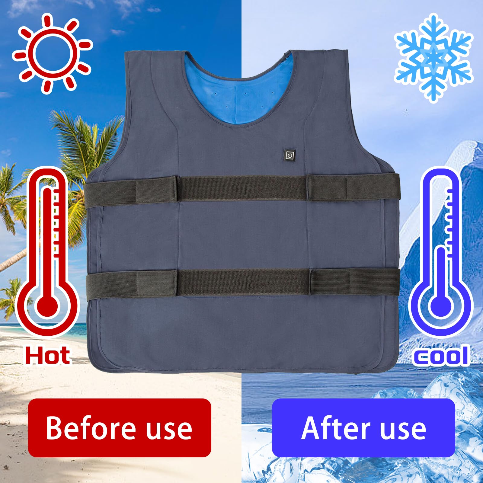 5000mAh Battery-Powered Ice Cooling Vest with 10 Cooling Packs - Stay Cool at 59°F for 2-5 Hours | Perfect for Outdoor Work, Construction & Summer Activities | Blue