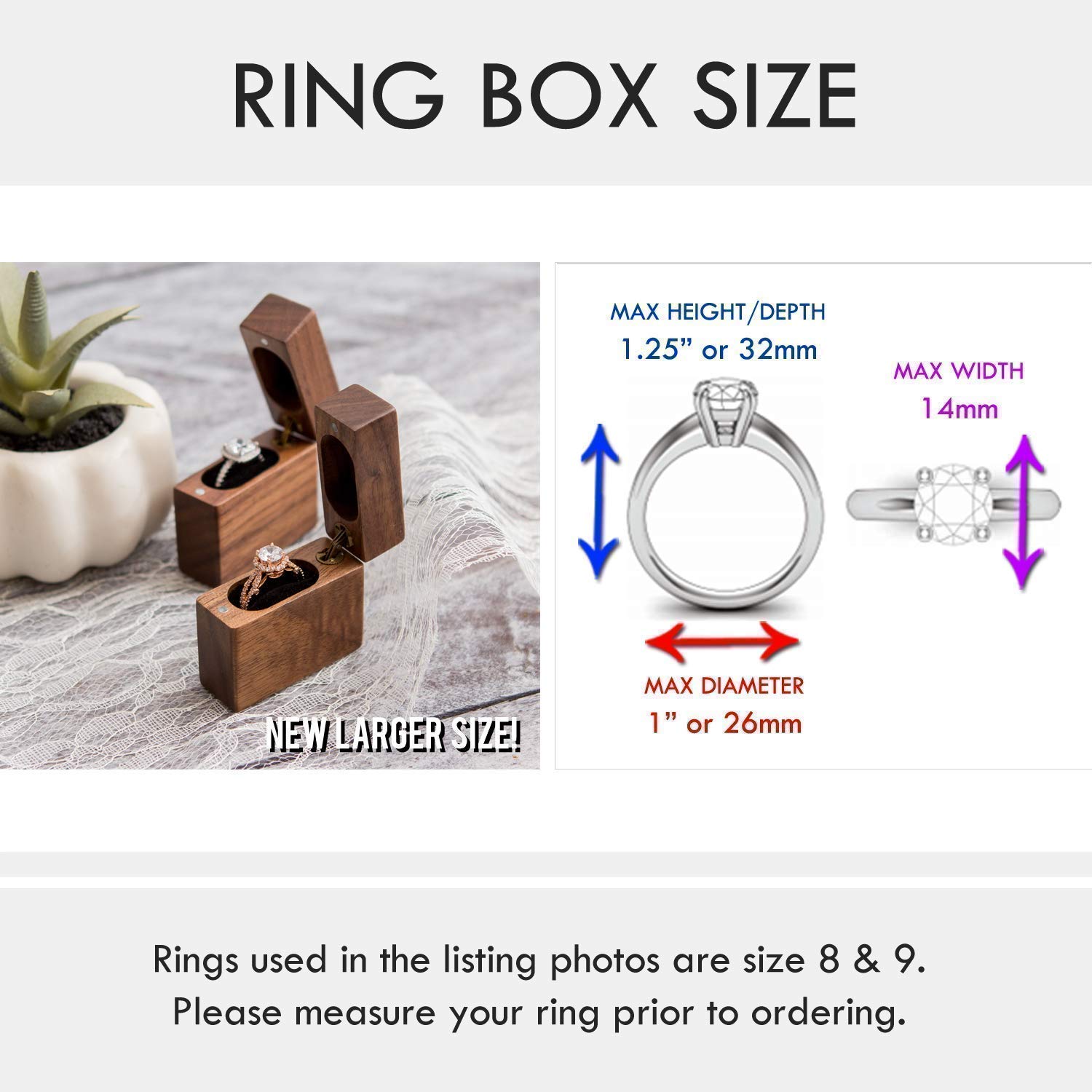 MUJEE Engraved Wooden Proposal Ring Box - Personalized Wedding Ring Bearer Box for Engagement & Ceremony - Perfect for Proposals, Vow Renewals & Photo Decor