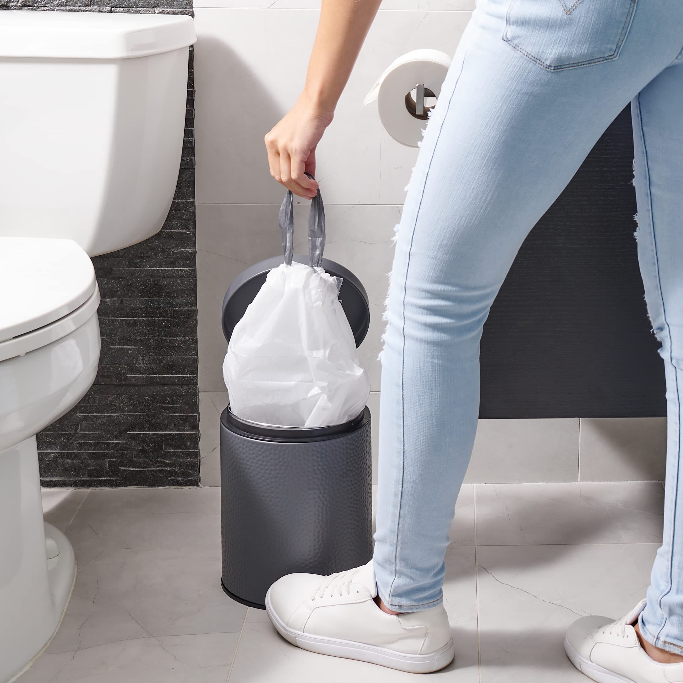 Plasticplace White Drawstring Trash Bags - 100 Count, 2.6-3.2 Gallon (10-12 Liter) - Compatible with Simplehuman Code C - 14.75