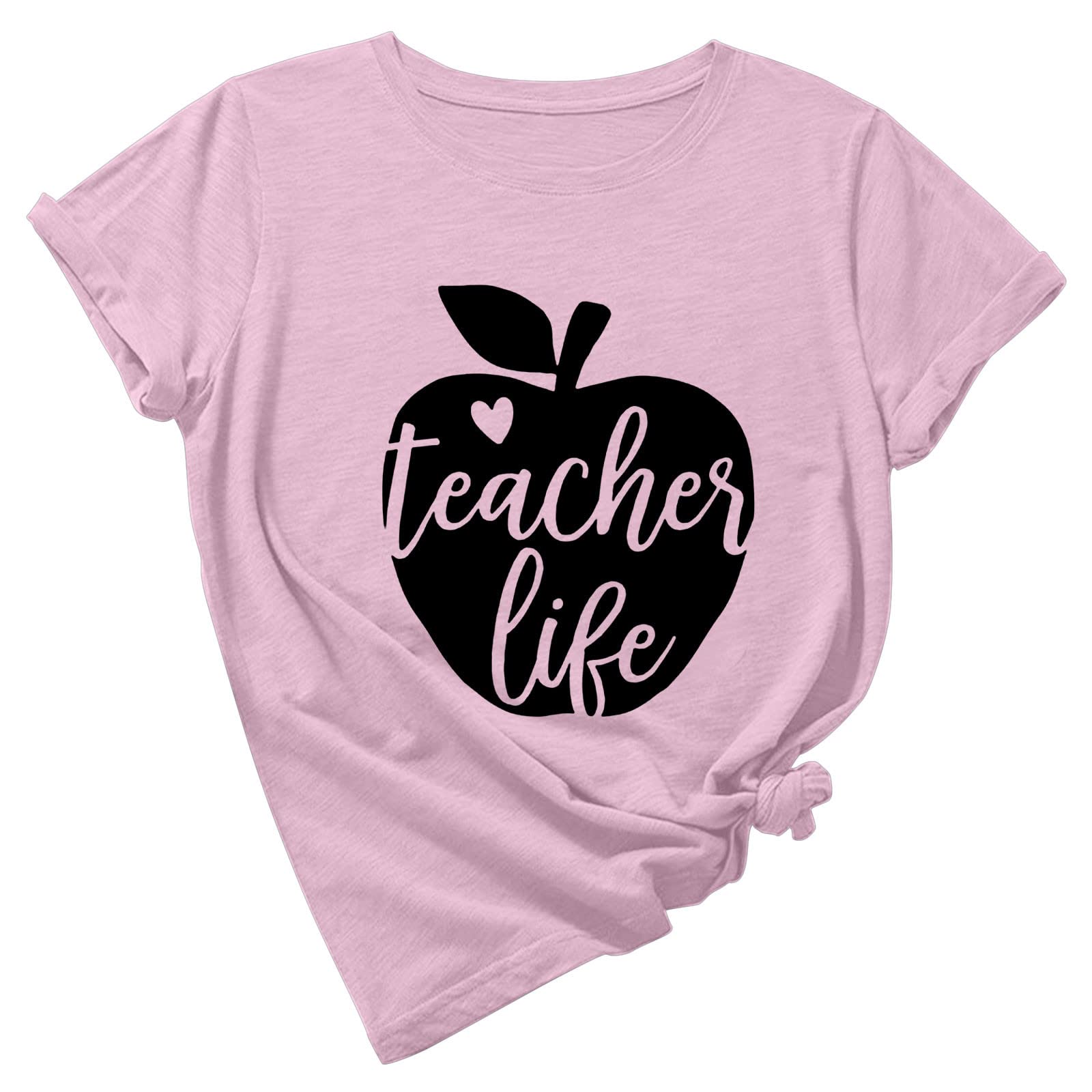Women's Teacher Shirts - Teach Love Inspire Funny Saying Blouse | Casual Letter Print Short Sleeve Tops for Educators | Perfect for Classroom, Teacher Appreciation Week & Back to School
