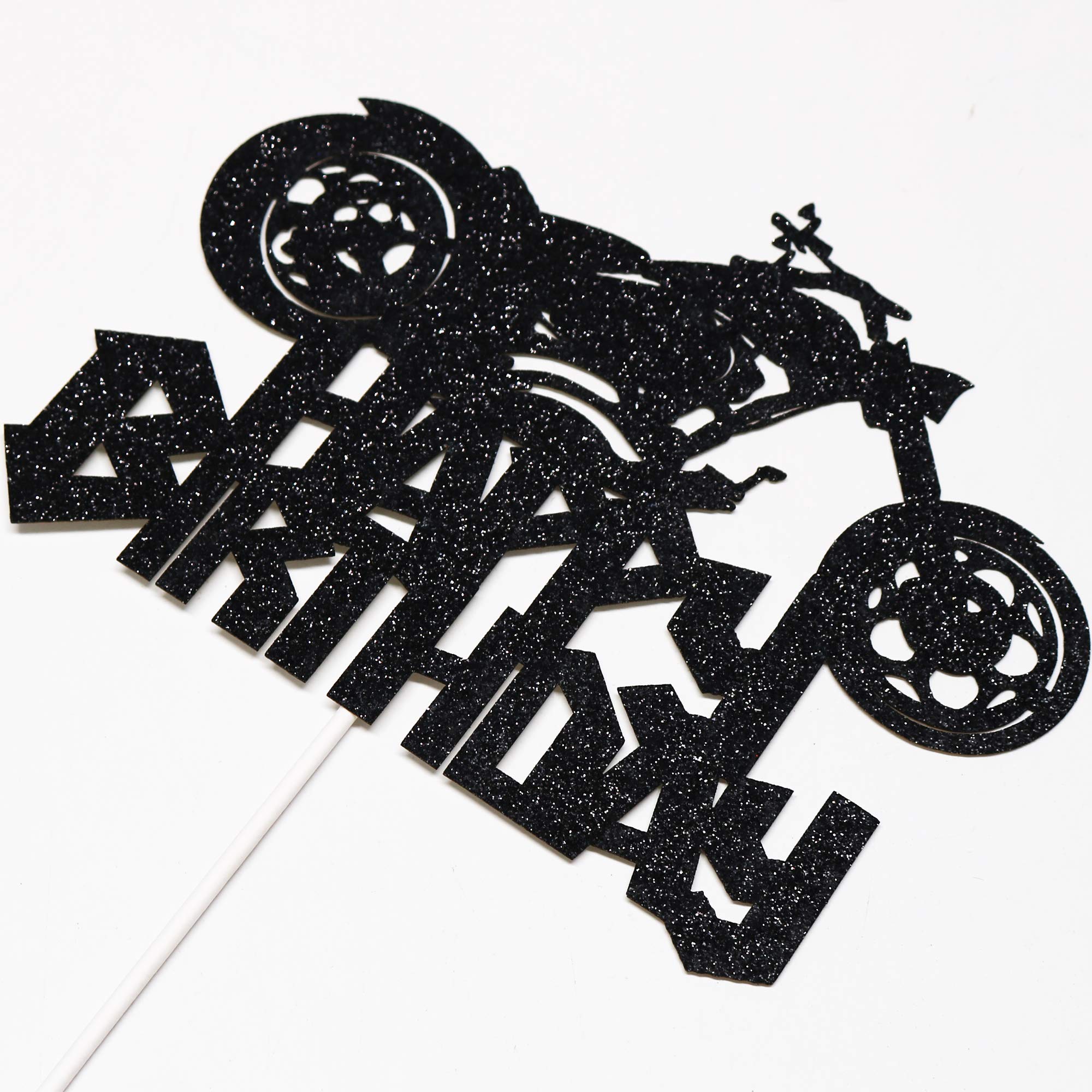 Black Flash Motorcycle Cake Topper - Happy Birthday Party Decorations for Motorcycle Lovers - Perfect for Biker Themed Cakes and Birthday Celebrations