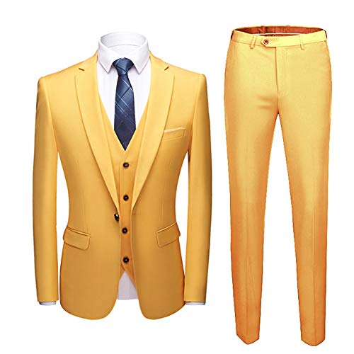 UMISS Men's 3-Piece Suit Set - Notch Lapel Jacket, Vest & Dress Pants | Formal Business Attire for Weddings, Interviews & Office Wear
