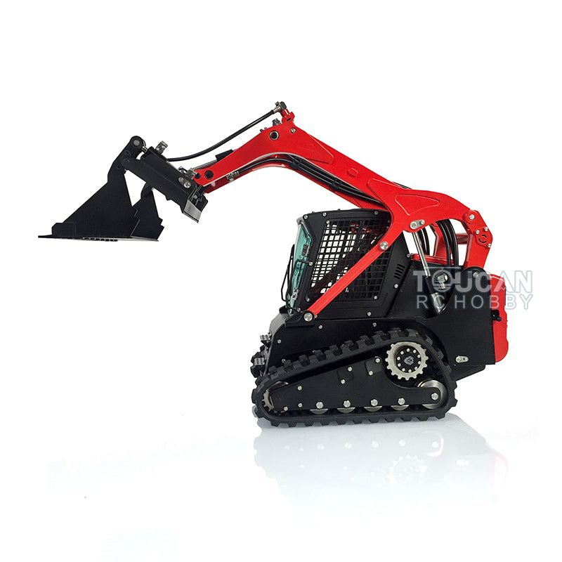 Customized LESU 1:14 Scale RC Hydraulic Aoue LT5 Tracked Skid Steer Loader - Metal RTR Model with Fork, Bucket, Sieve Bucket, Gripper Clamp & Trailer Upgrade Parts - Perfect for Construction Simulation, RC Hobbyists & Collectors
