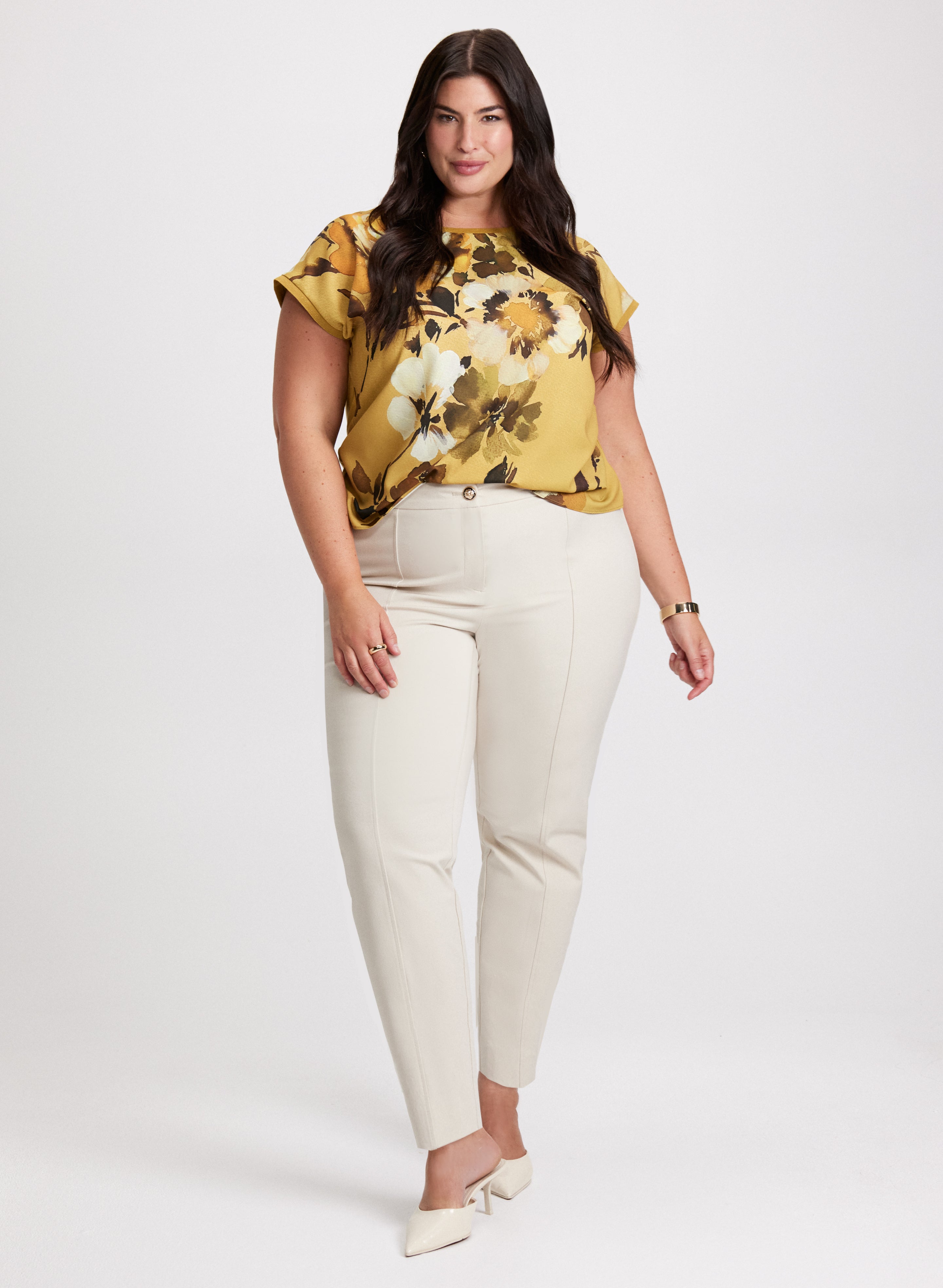 Stylish Floral Print Blouse & Slim Fit City Pants Set - Perfect for Office Wear, Casual Outings & Spring Fashion