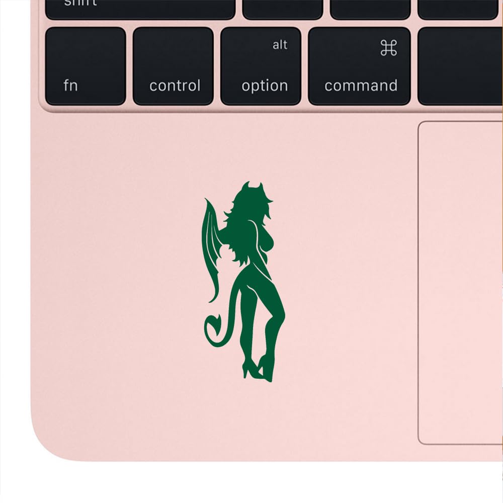 Premium Waterproof Vinyl Decal Stickers - Sexy Devil Girl (Green) Set of 2 - Laptop, Phone, Helmet, Car Window Decals - Perfect for Bumpers, Mugs, Cups, Doors & Wall Decorations - Great for Gamers, Car Enthusiasts & Home Decor