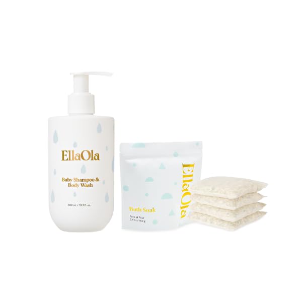 Organic Baby Bathtime Set - Superfood Baby Shampoo & Body Wash with Soothing Bath Soak | Gentle Natural Cleansing for Newborns & Toddlers | Perfect for Sensitive Skin & Bedtime Routine