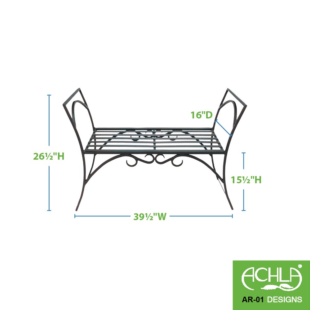 Achla Designs Wrought Iron Garden Arbor Bench with Seat - Decorative Outdoor Patio Furniture for Backyard, Wedding, and Landscape Decor