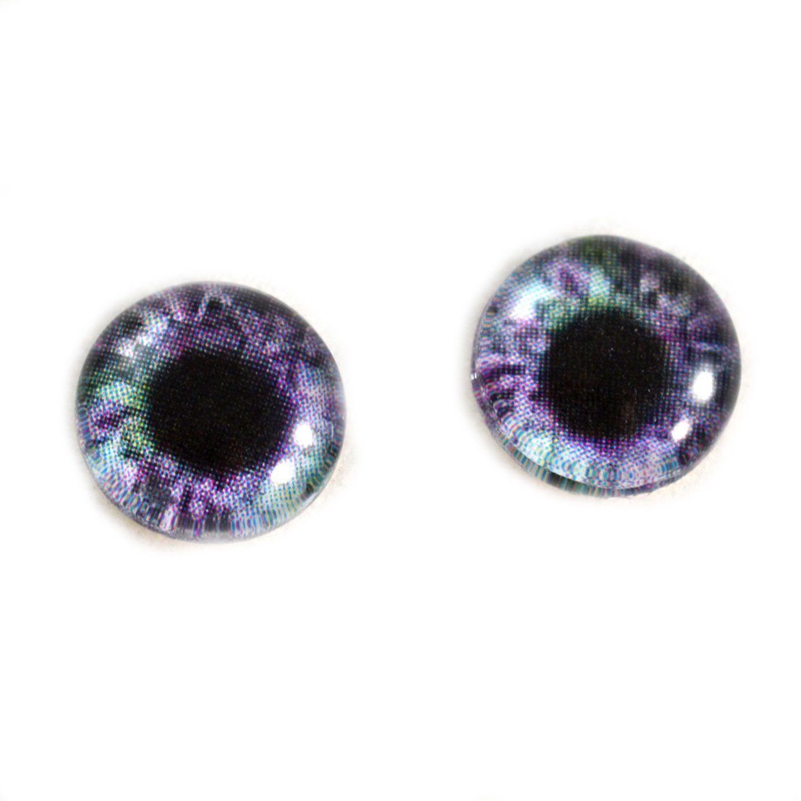 10mm Purple and Green Glass Eyes - Realistic Human-Inspired Doll Irises for Art, Polymer Clay, Taxidermy, Sculptures & Jewelry Making (Set of 2) - Perfect for DIY Crafts, Halloween Props, and Fantasy Dolls