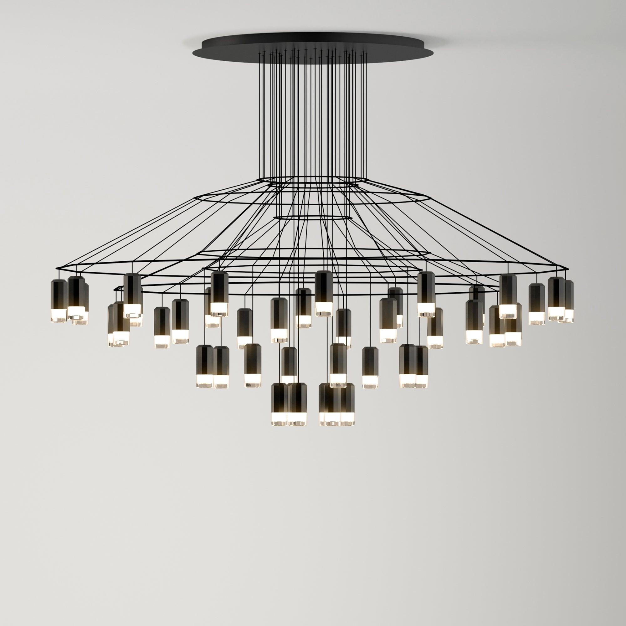 Elegant Crystal Lines Chandelier - Modern Ceiling Light Fixture for Dining Room, Bedroom & Living Room Decor