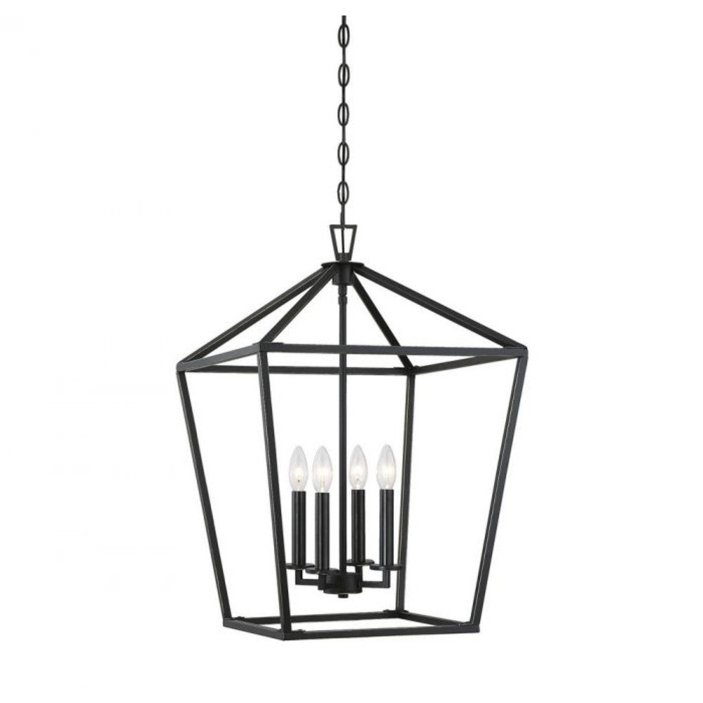 Luther 4-Light Modern Chandelier for Foyer Entryway - Elegant Ceiling Lighting Fixture for Hallway, Staircase & Home Decor