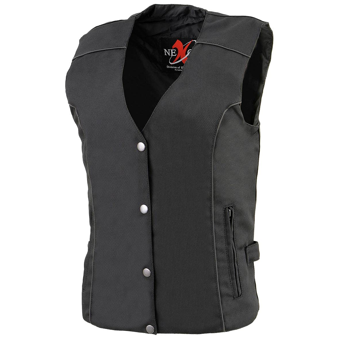 Milwaukee Leather SH1955 Women's Black Textile Motorcycle Vest with Wing Embroidery - Perfect for Biker Ladies & Motorcycle Riding Fashion