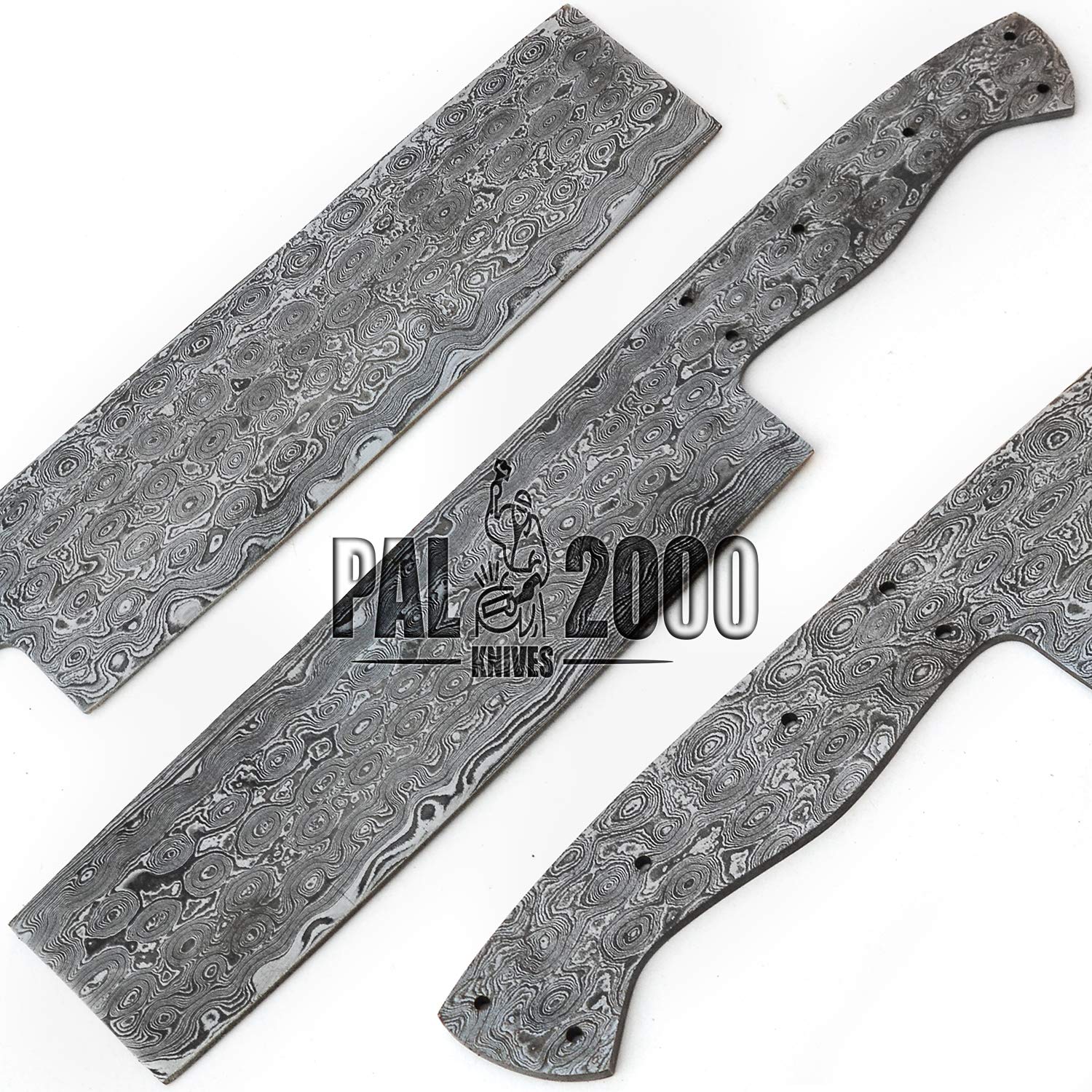 Custom Handmade Damascus Steel Nakiri Knife Blank - 11.4 Inch Chef Knife Blade for Kitchen, Cooking & Meat Cutting - PAL 2000 Series High-Quality Knife Making Supply (Model 9826) - Perfect for Professional Chefs, Home Cooks & DIY Knife Projects