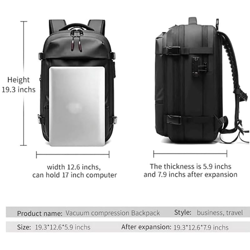 Alepeak 60L Expandable Vacuum Backpack with Air Pump - Water Resistant VacPack for Travel, Camping & Storage | Portable Compression System for Space Saving Packing