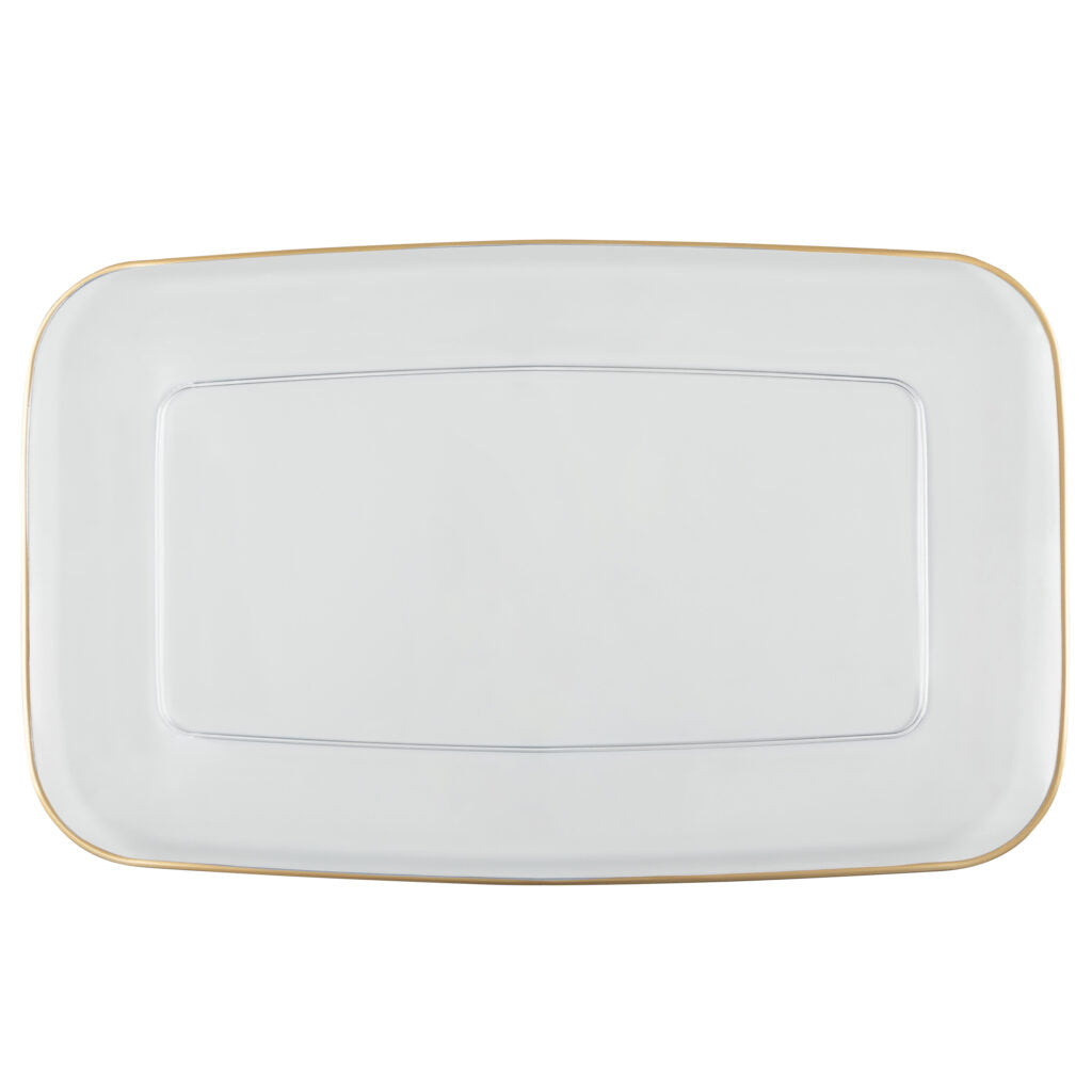Organic Clear & Gold Rectangle Serving Dish Set - 2 Pack for Elegant Dinner Parties, Buffets & Holiday Entertaining
