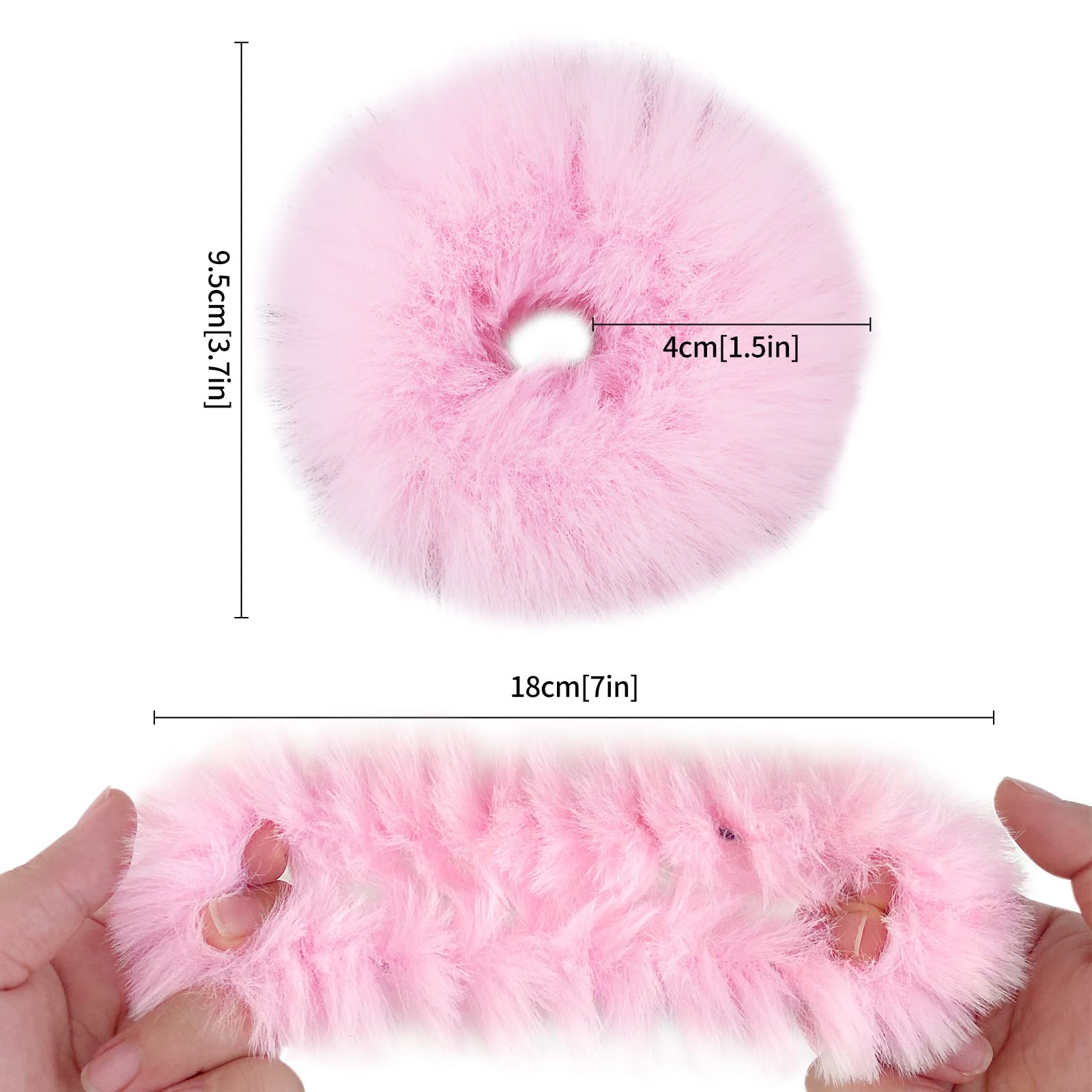 Bekecidi 6 PCS Soft Plush Faux Rabbit Fur Hair Scrunchies - Fluffy Elastic Hair Ties & Ponytail Holders for Women and Girls | Perfect for Daily Wear, Workouts, and Fashion Accessories