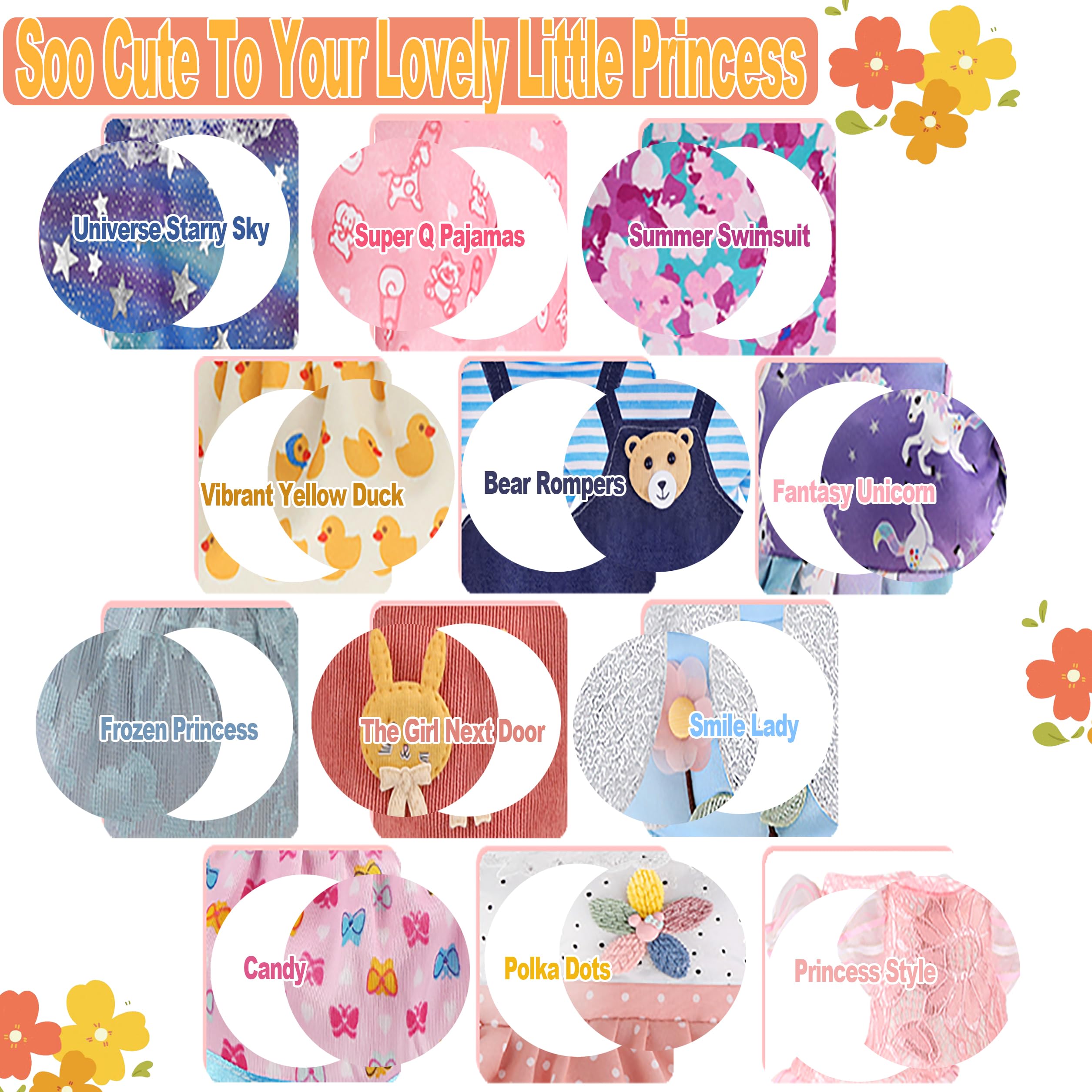 12-Inch Doll Clothes Set - 12 Princess Style Outfits for 10/11/12 Inch Baby Dolls | Perfect for Dress Up, Role Play & Kids Birthday Gifts