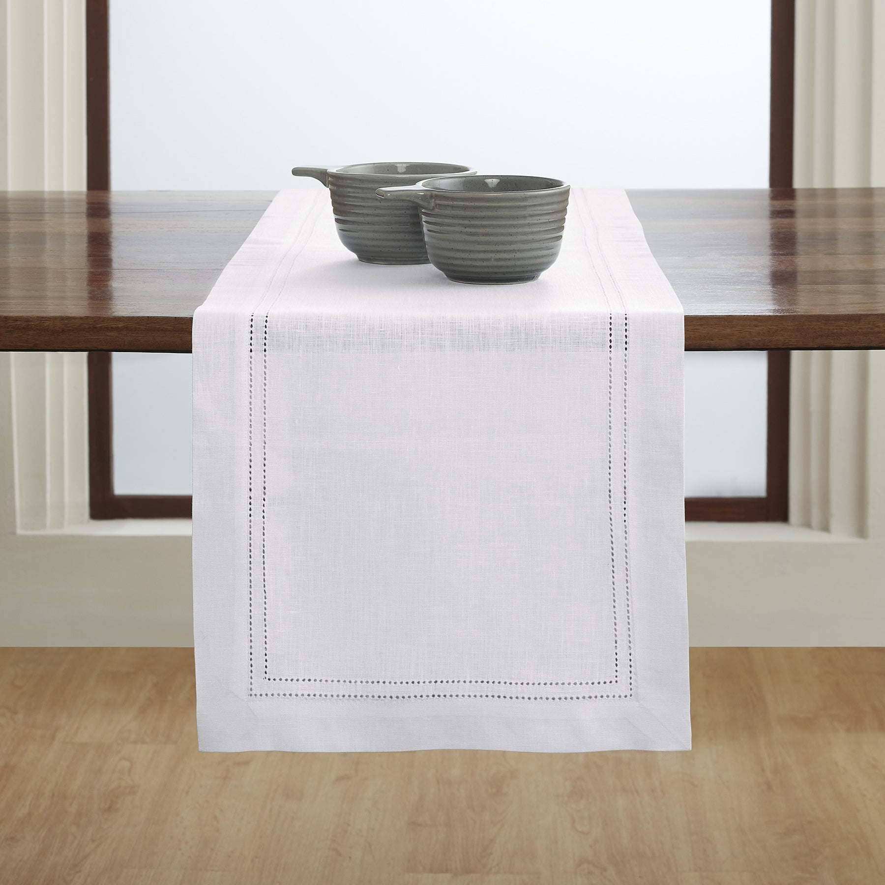 Premium Linen Double Hemstitch Table Runner - Elegant Dining Decor for Weddings, Parties & Home Decor