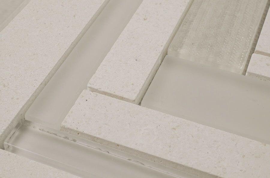 Premium Herringbone Stone Glass Tile in Cream - Perfect for Kitchen Backsplash, Bathroom Walls & Flooring