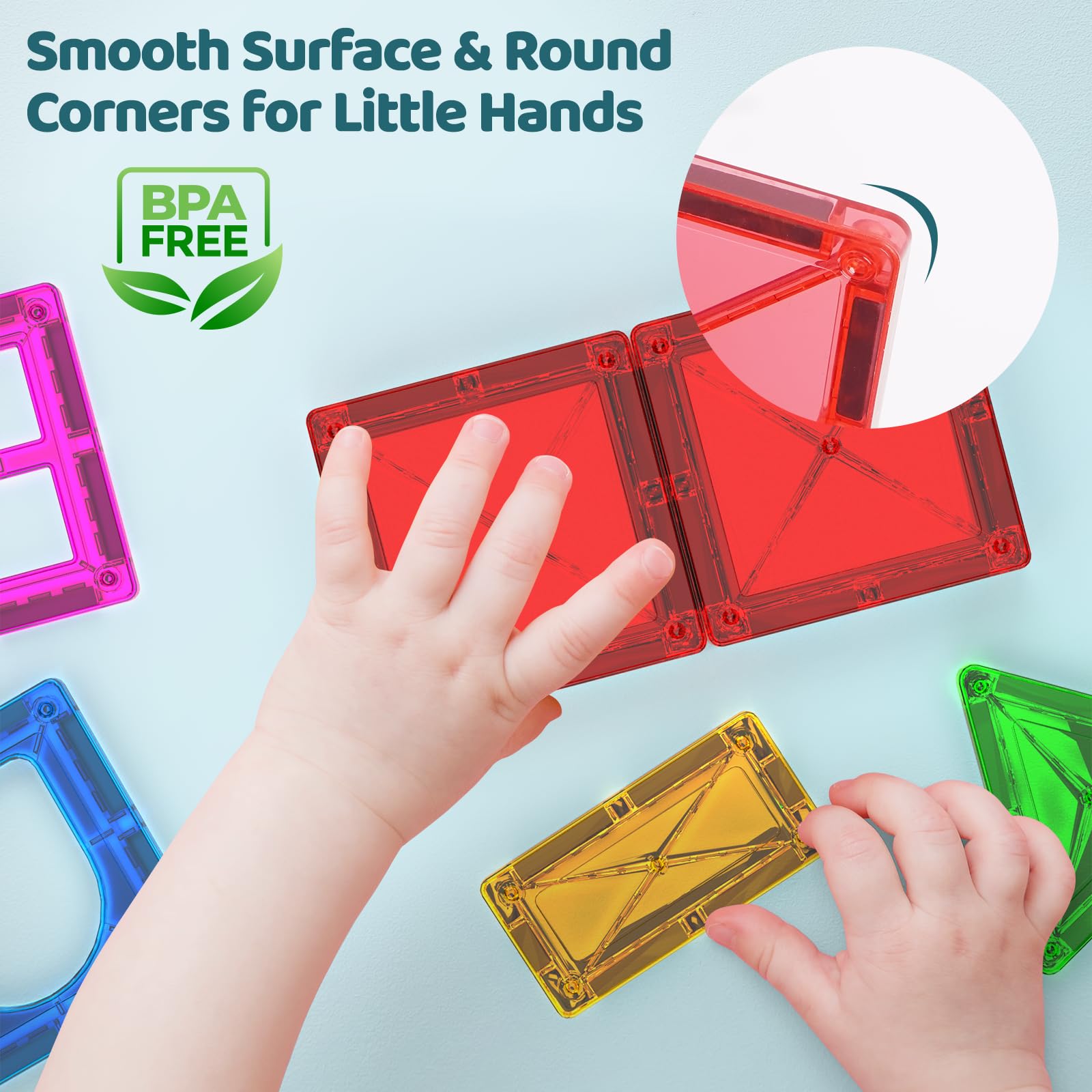 Crenova Mini Magnetic Tiles for Kids - 100pcs STEM Building Blocks | Educational Construction Toys for Toddlers Ages 3+ | Preschool Learning Games for Boys & Girls | Perfect for Home, Classroom & Travel Play | Great Birthday & Easter Gift Idea