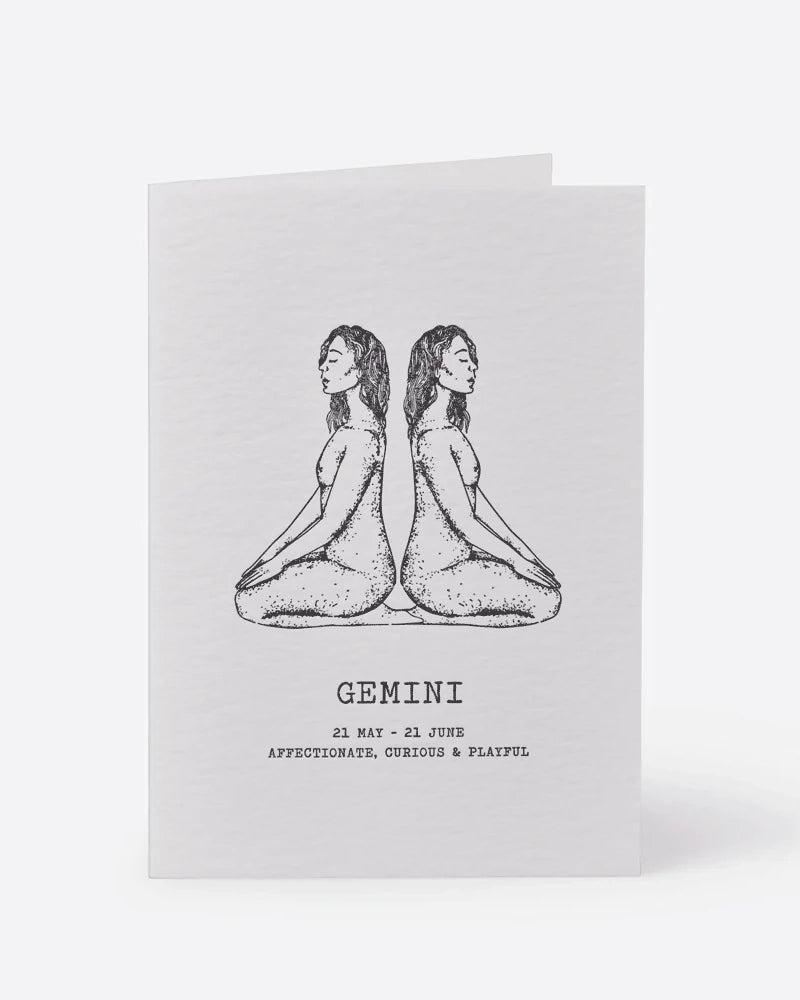 Zodiac Moon Gemini Greeting Card - Elegant Letterpress Design for Birthdays, Anniversaries & Special Occasions
