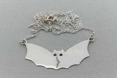 Bat Necklace - Polished Sterling Silver Jewelry for Women, Gothic & Halloween Fashion Accessory - Perfect for Parties, Cosplay & Everyday Wear