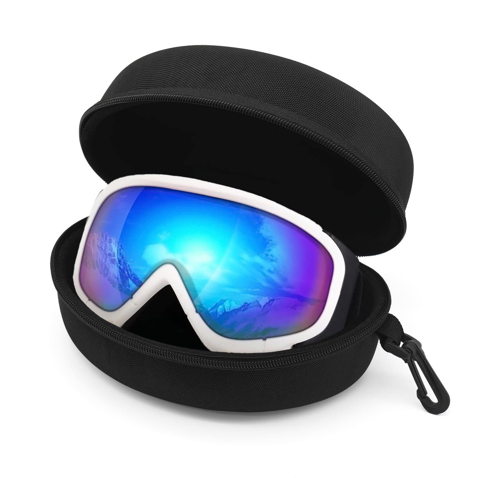 Premium Hard EVA Ski Goggles Case with Aluminum Hook - Lightweight Travel Storage for Ski Glasses | Perfect for Ski Trips, Snowboarding & Winter Sports Accessories Organization