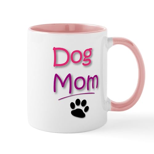 White/Pink Inside - Dog Mom With Dog Paw Mugs