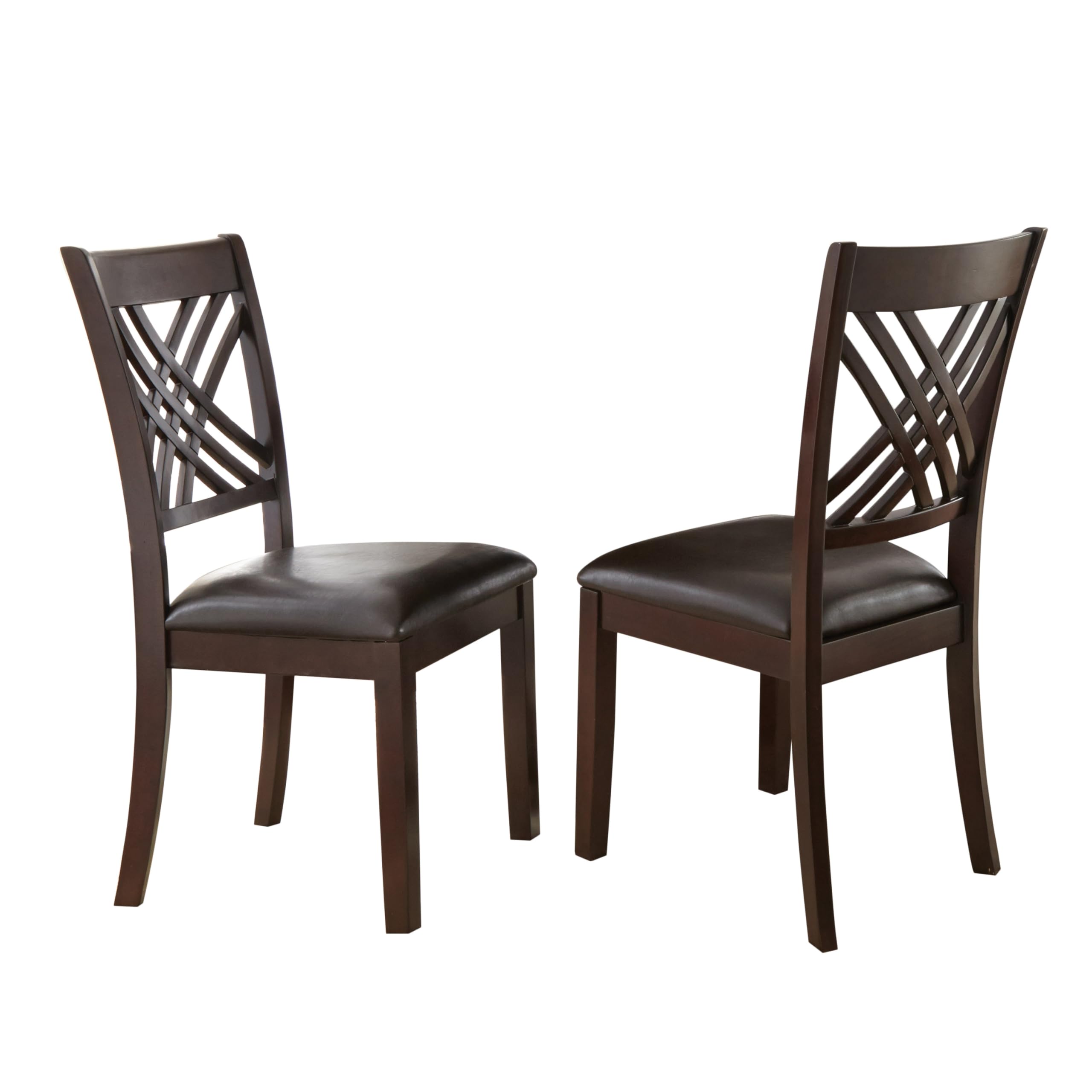 Steve Silver Company Adrian Side Chair Set of 2 - Faux Leather Dining Room Chairs with X-Back Design, Vegan Leather Upholstery in Espresso Cherry Brown (19