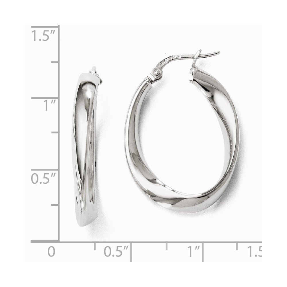 Sterling Silver Polished Twisted Oval Hoop Earrings for Women - Elegant Everyday Jewelry for Work, Date Night & Special Occasions