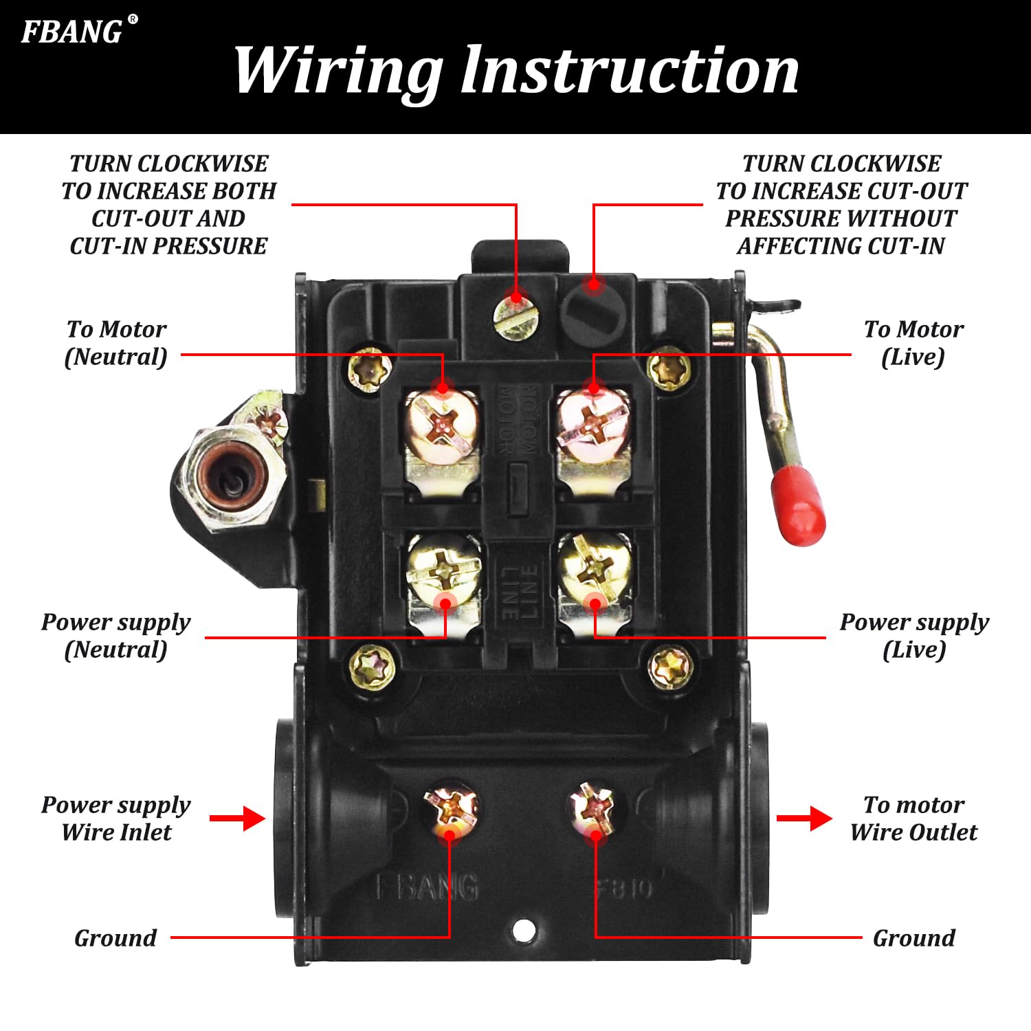 90-120 PSI Air Compressor Pressure Switch with Regulator & Gauge - Heavy Duty Automatic Control for Workshop, Garage & Industrial Tools