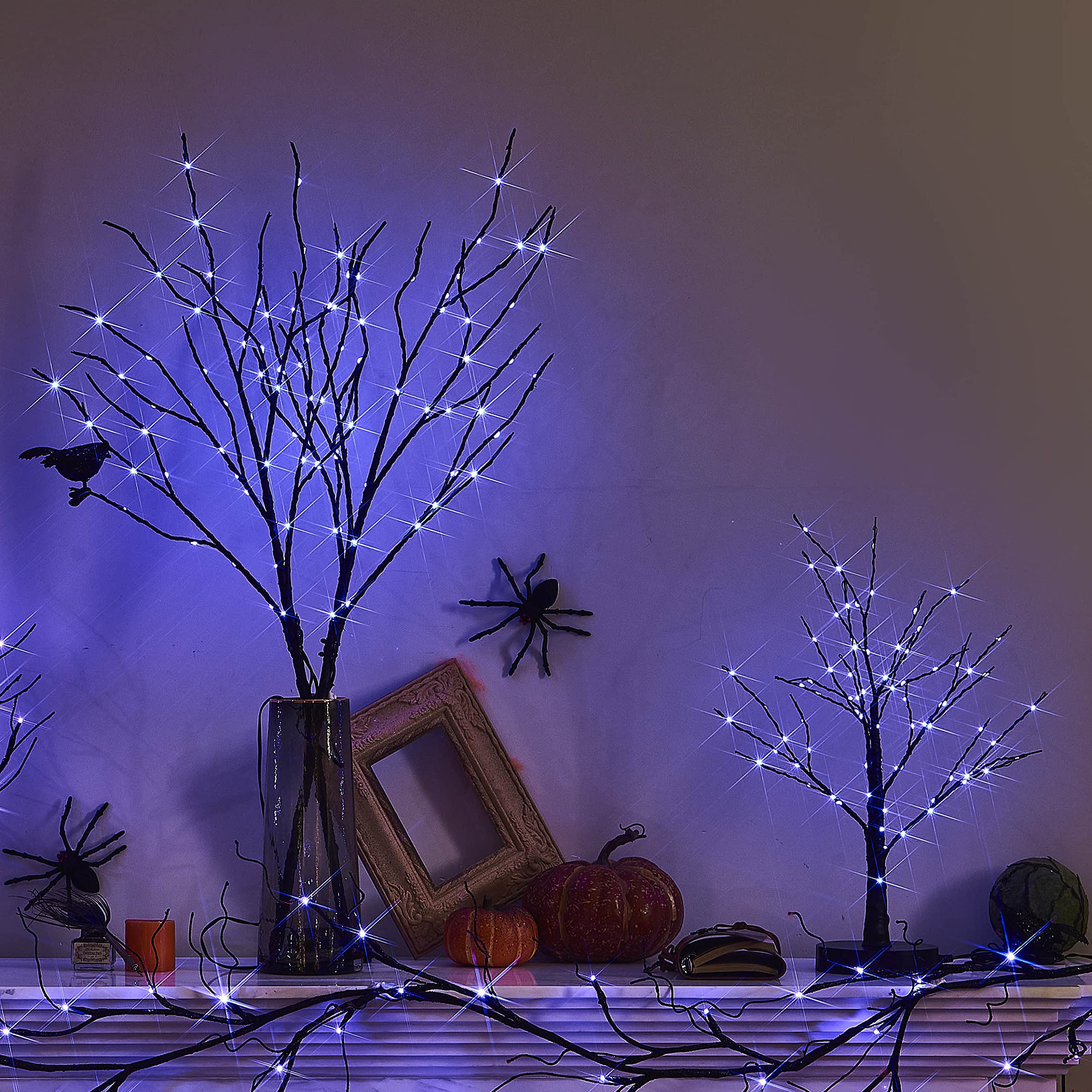 LITBLOOM 32IN Halloween Tree with 80 Purple LED Lights - Battery Operated Spooky Twig Decor for Indoor & Outdoor Halloween Party | Perfect for Haunted House, Yard Decorations & Holiday Festivities