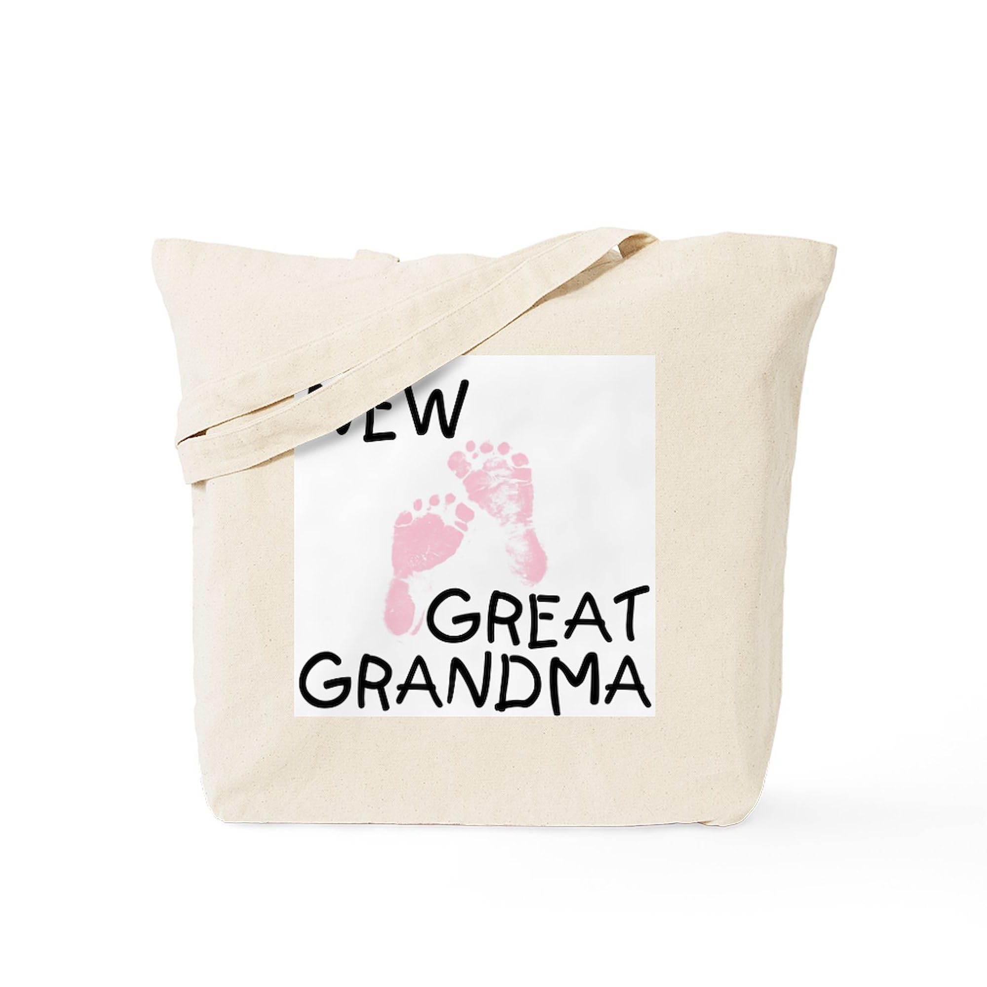 Natural Canvas Tote Bag - Reusable Shopping Bag for Great Grandma (Pink) | Eco-Friendly Grocery Bag, Gift for Grandmothers, Perfect for Shopping, Beach & Daily Use