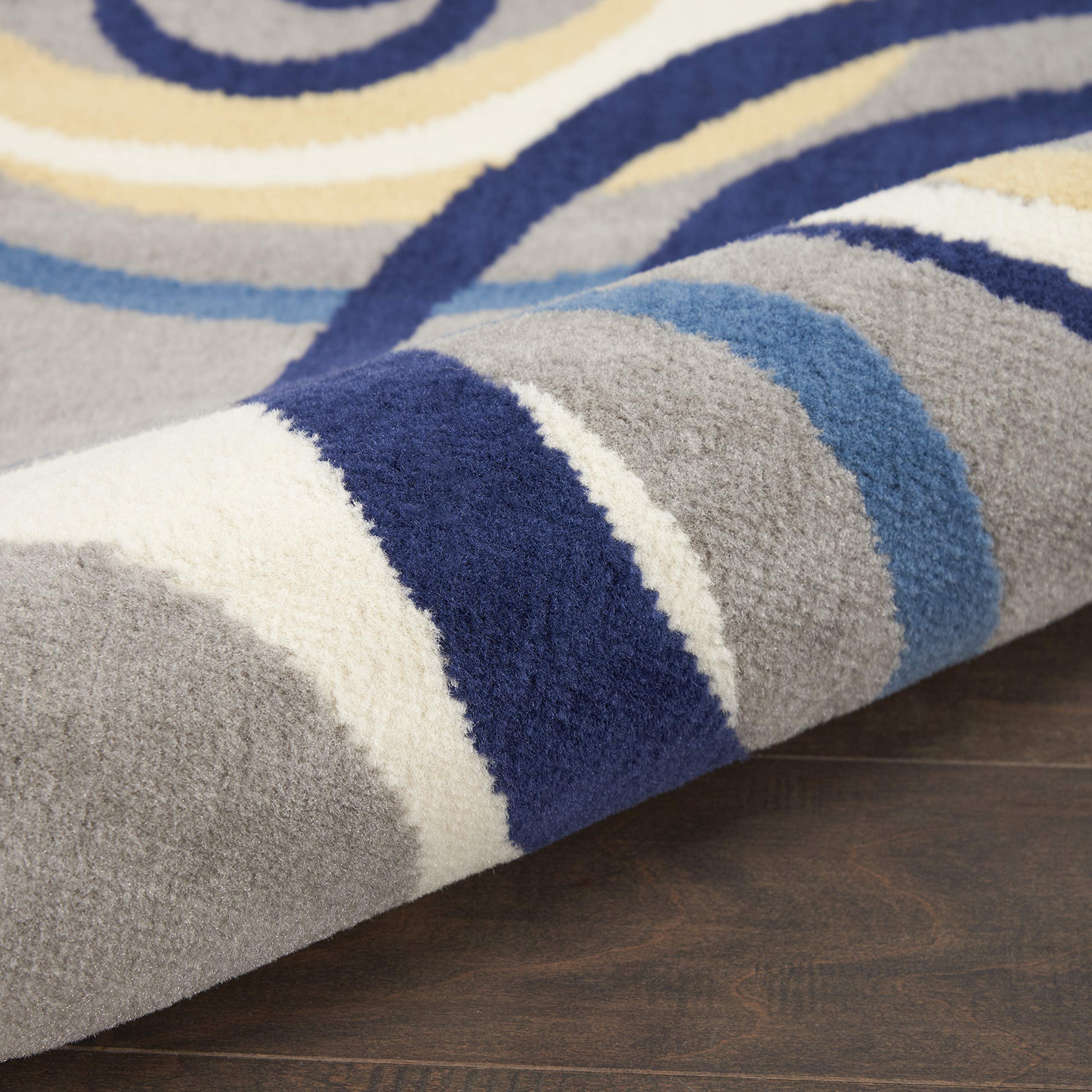 Nourison Grafix Geometric Grey 8' Round Area Rug - Non-Shedding, Easy to Clean - Perfect for Bedroom, Living Room, Dining Room & Kitchen Decor - Modern Home Floor Covering for Cozy Spaces