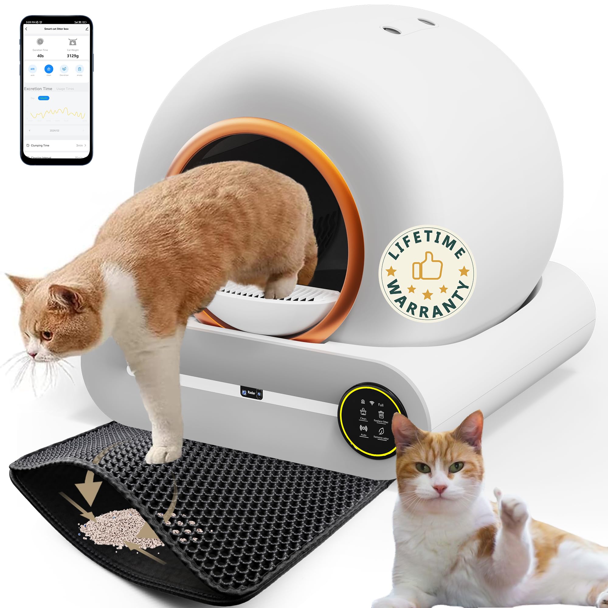 Self Cleaning Litter Box PRO - Automatic Cat Litter Box with APP Control, Odor Removal & Double Layer Trapping Mat for Multiple Cats | Perfect for Smart Homes & Busy Pet Owners