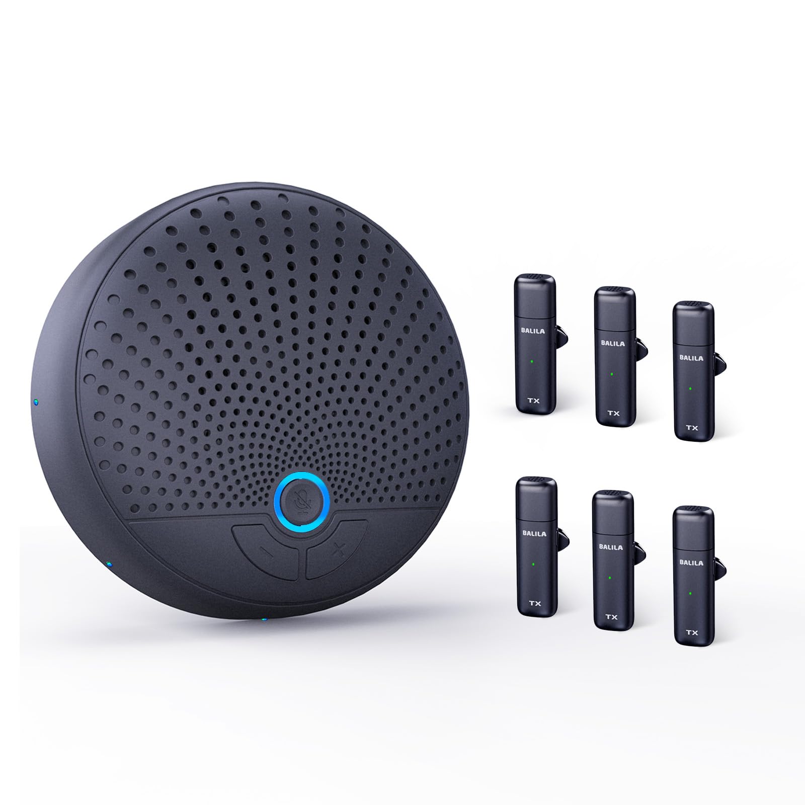 Professional USB Conference Speakerphone with 6 Wireless Microphones - 360° Voice Pickup & AI Noise Cancellation for Zoom/Teams/Skype - Ideal for Business Meetings, Webinars & Remote Collaboration