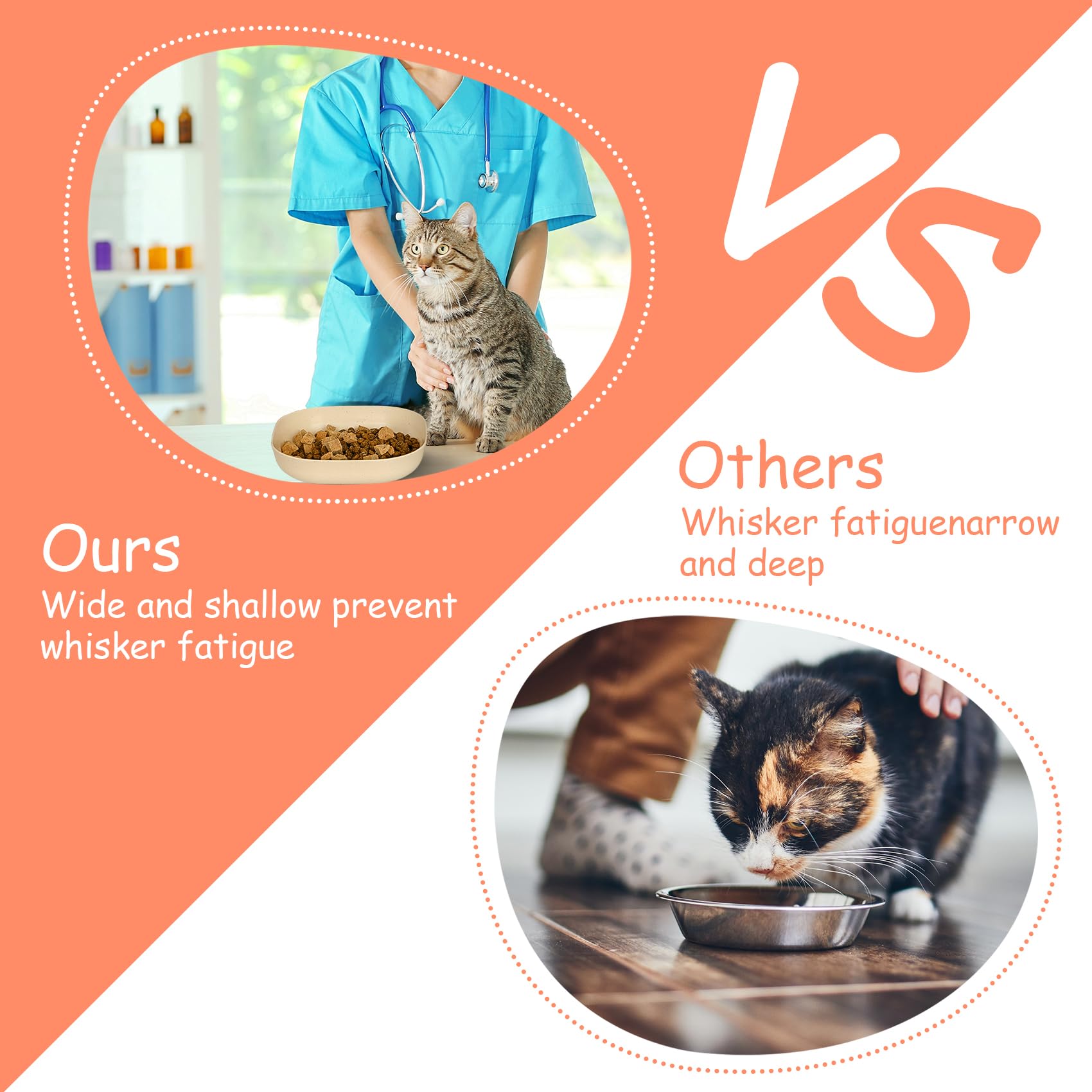 HMDZMR 6 Inch Shallow Cat Food Bowls - 4Pcs Whisker Fatigue Free Cat Dishes for Kittens & Short Legged Cats - Perfect for Wet Food & Easy Feeding at Home or Travel